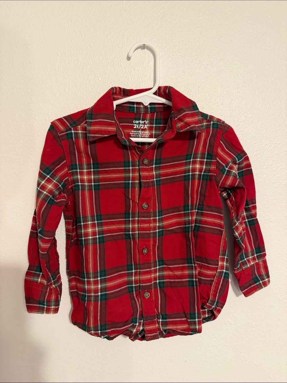 Carter's Red Green Plaid Button-Down Shirt